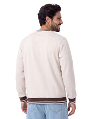 Off White Textured Mountain Graphic Sweatshirt