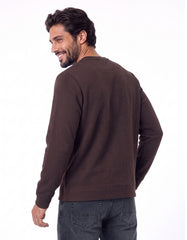 Brown Textured Jacquard Sweatshirt