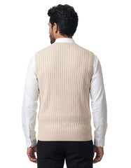 Fawn Ribbed V-Neck Sleeveless Sweater