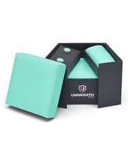 Turquoise Self Cufflink Tie Set