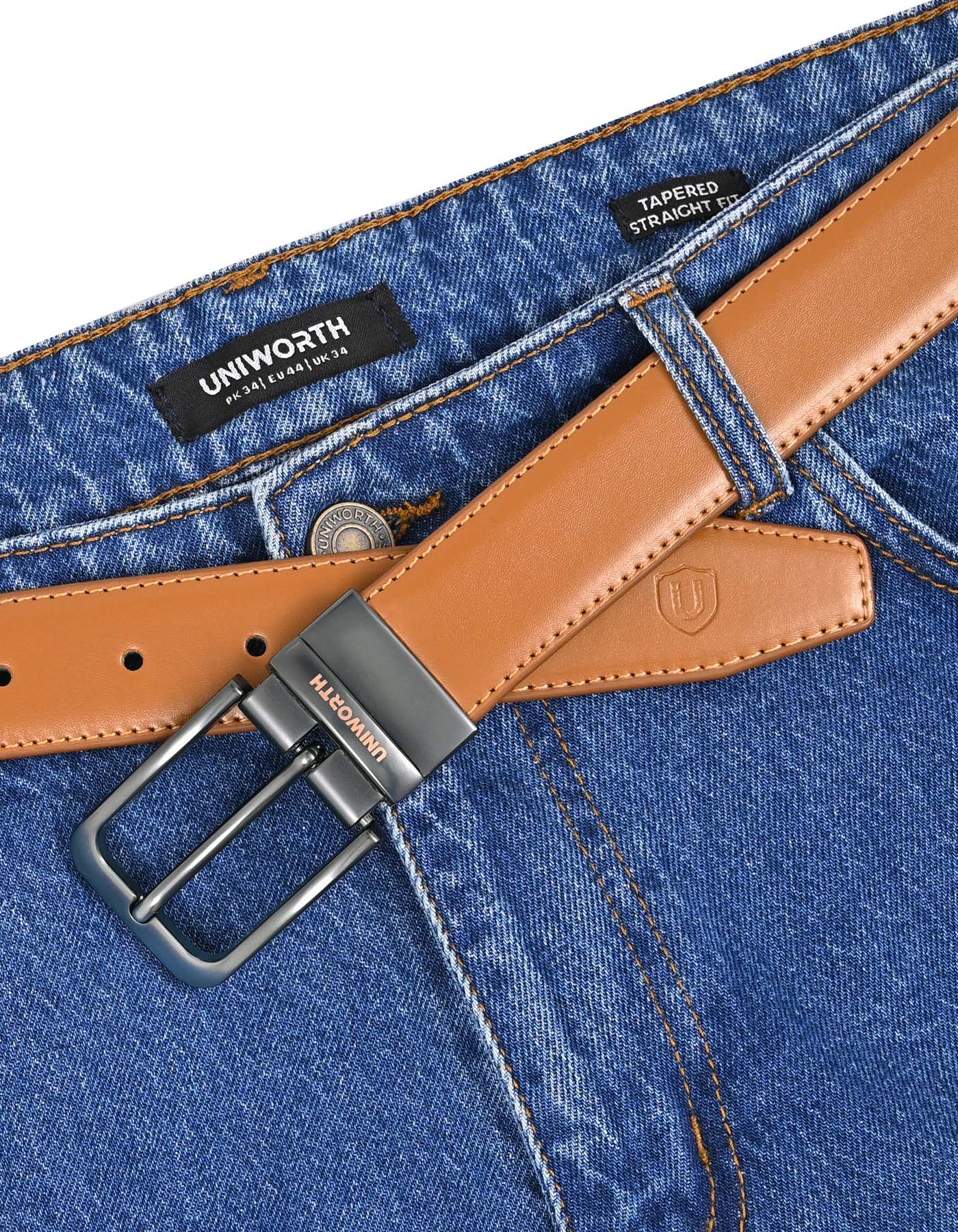 Formal Belt Premium Buckle Rust BTP2601 Uniworth Double Side BTP2601-38