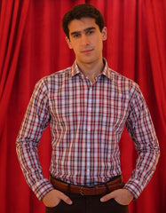 Check Sky/Maroon Tailored Smart Fit Shirt FS2787-1SF-14.5