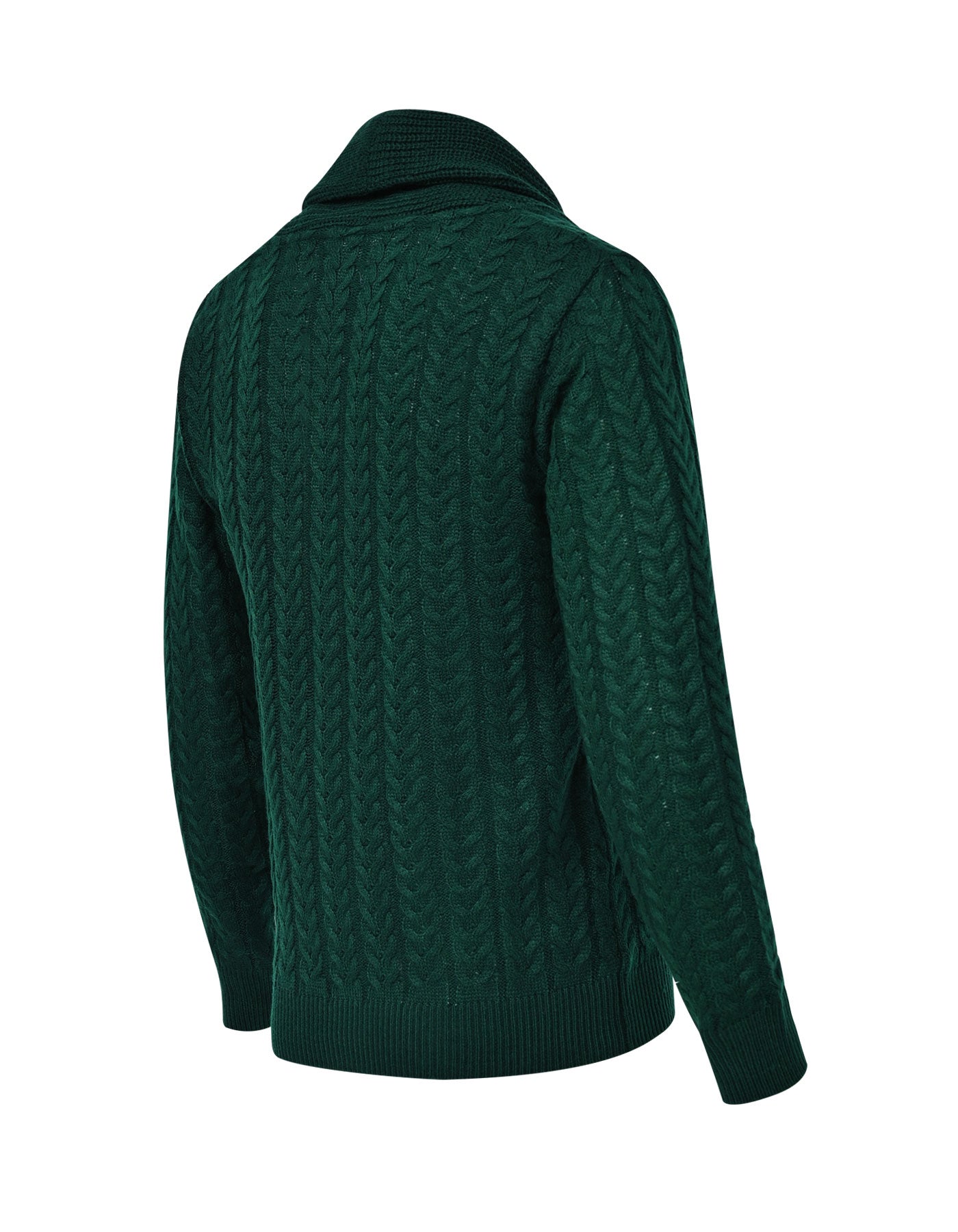 Green Cable Knit Shawl Collar Cardigan
