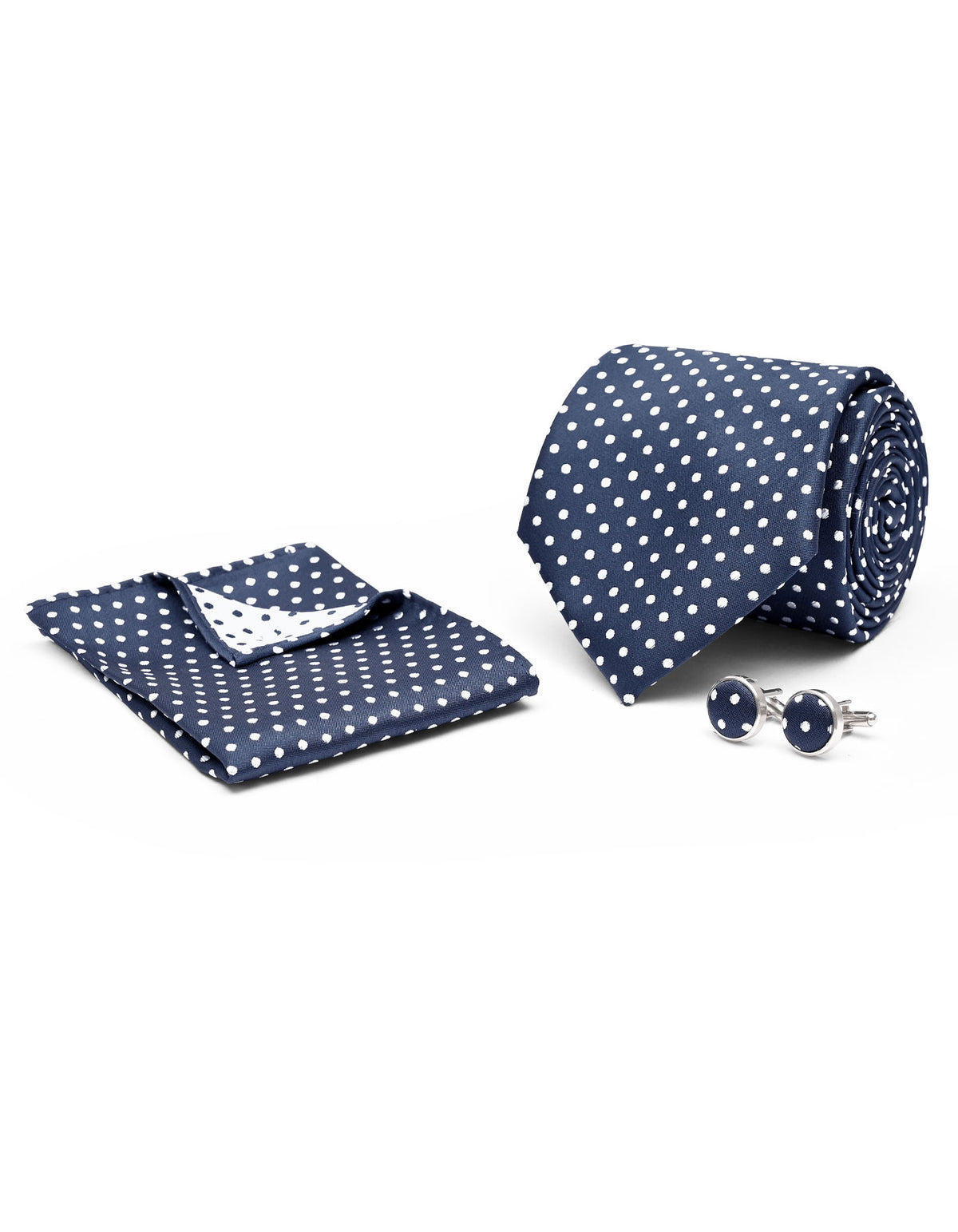 Navy Dotted Cufflink Tie Set