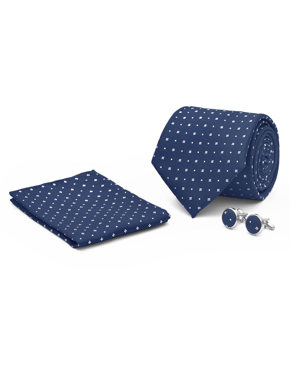 Navy Geometric Cufflink Tie Set