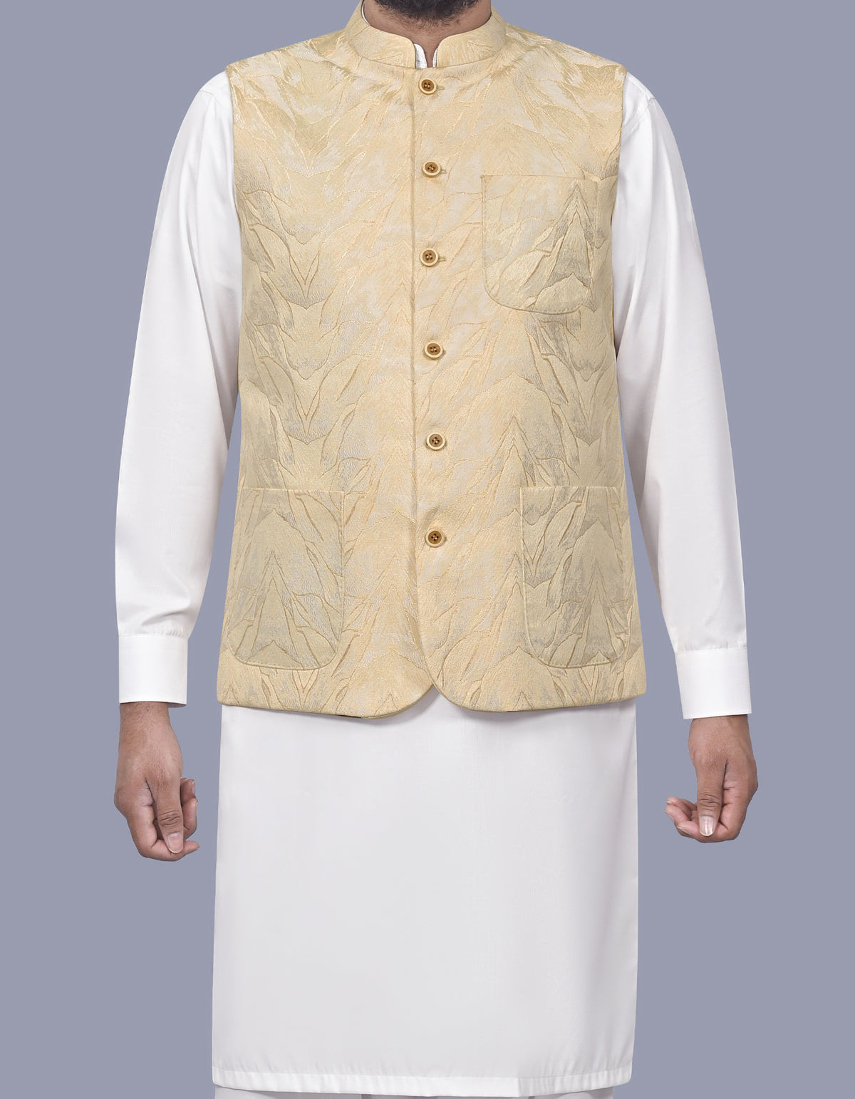 Cream Texture Waist Coat WC2601C-34