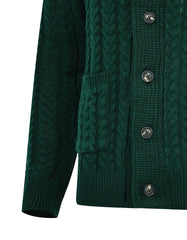 Green Cable Knit Shawl Collar Cardigan