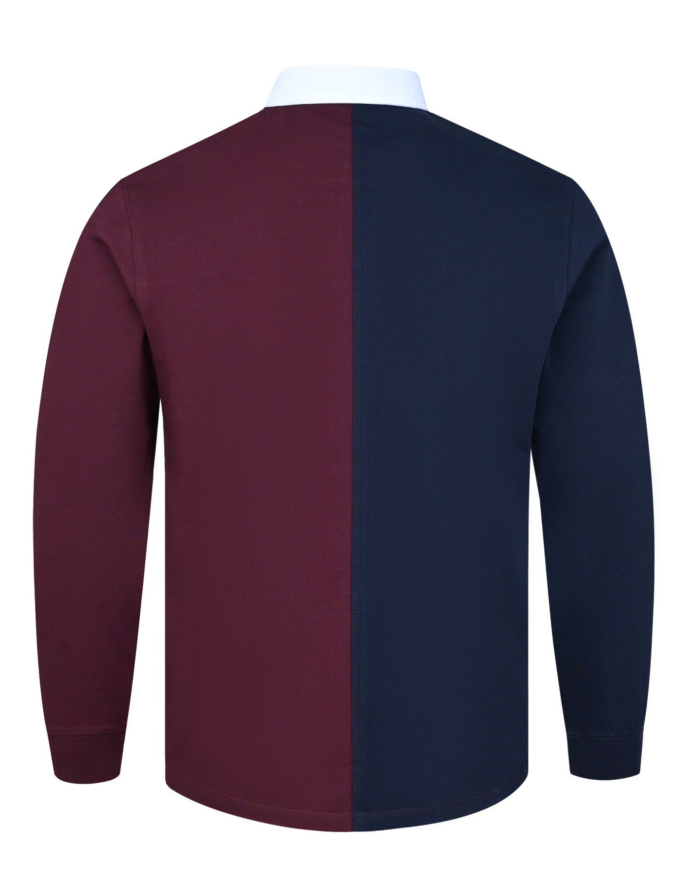 Navy Color Block Cotton Rugby Polo