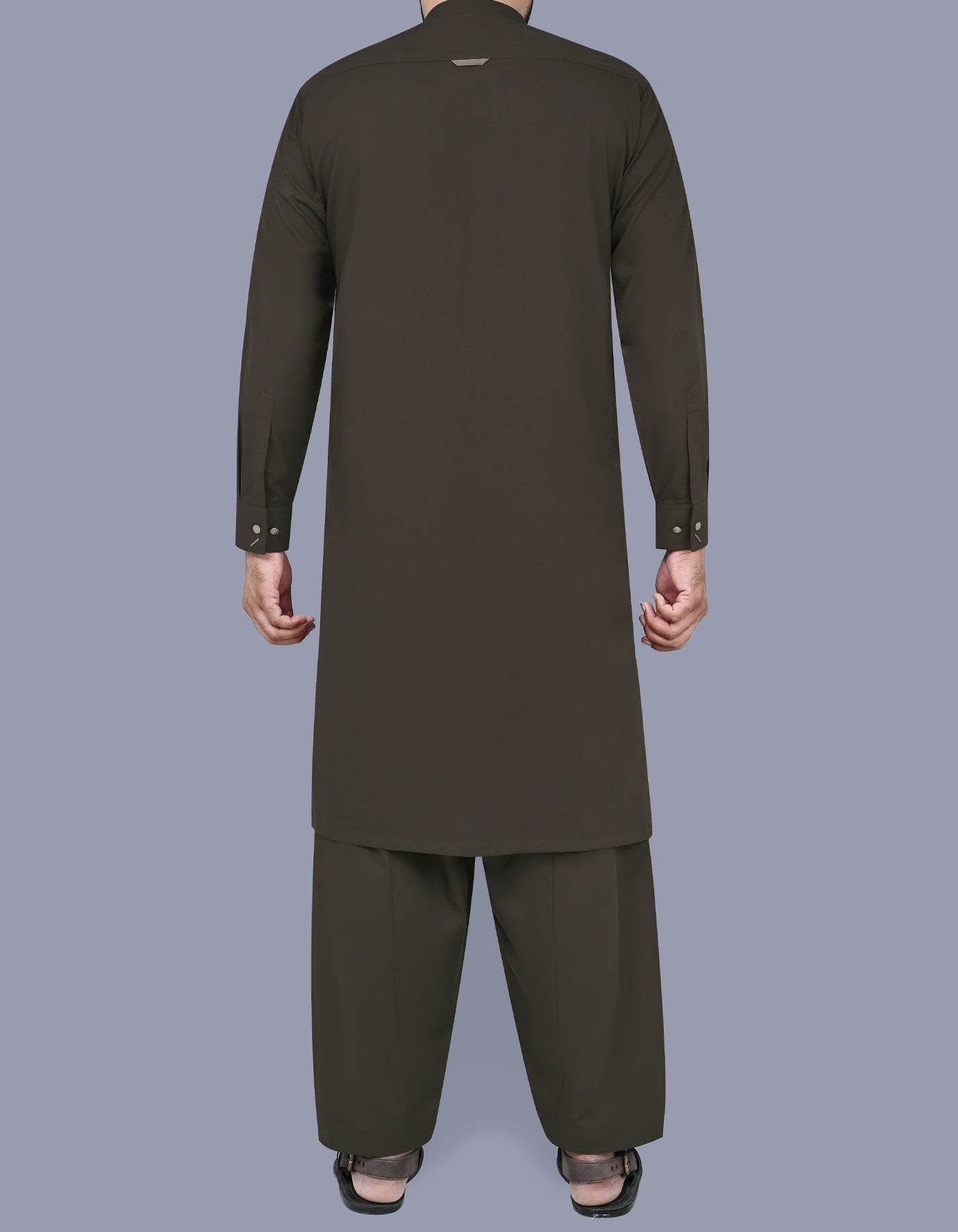 D Brown Plain Kameez Shalwar KS2517-4S-XL