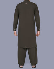 D Brown Plain Kameez Shalwar KS2517-4S-XL