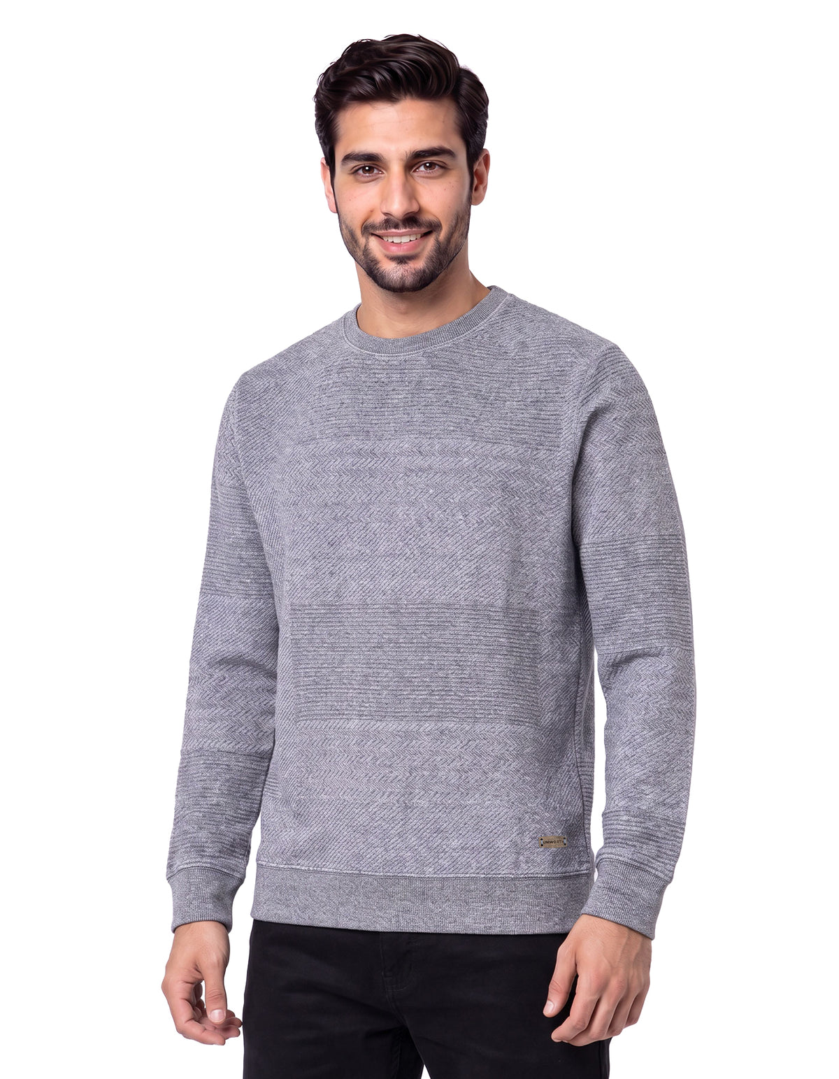 Navy Textured Jacquard Sweatshirt