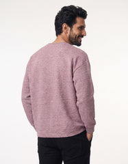 Maroon Textured Jacquard Relaxed Sweatshirt