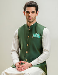 Green Plain Waist Coat WC2413-3S-36
