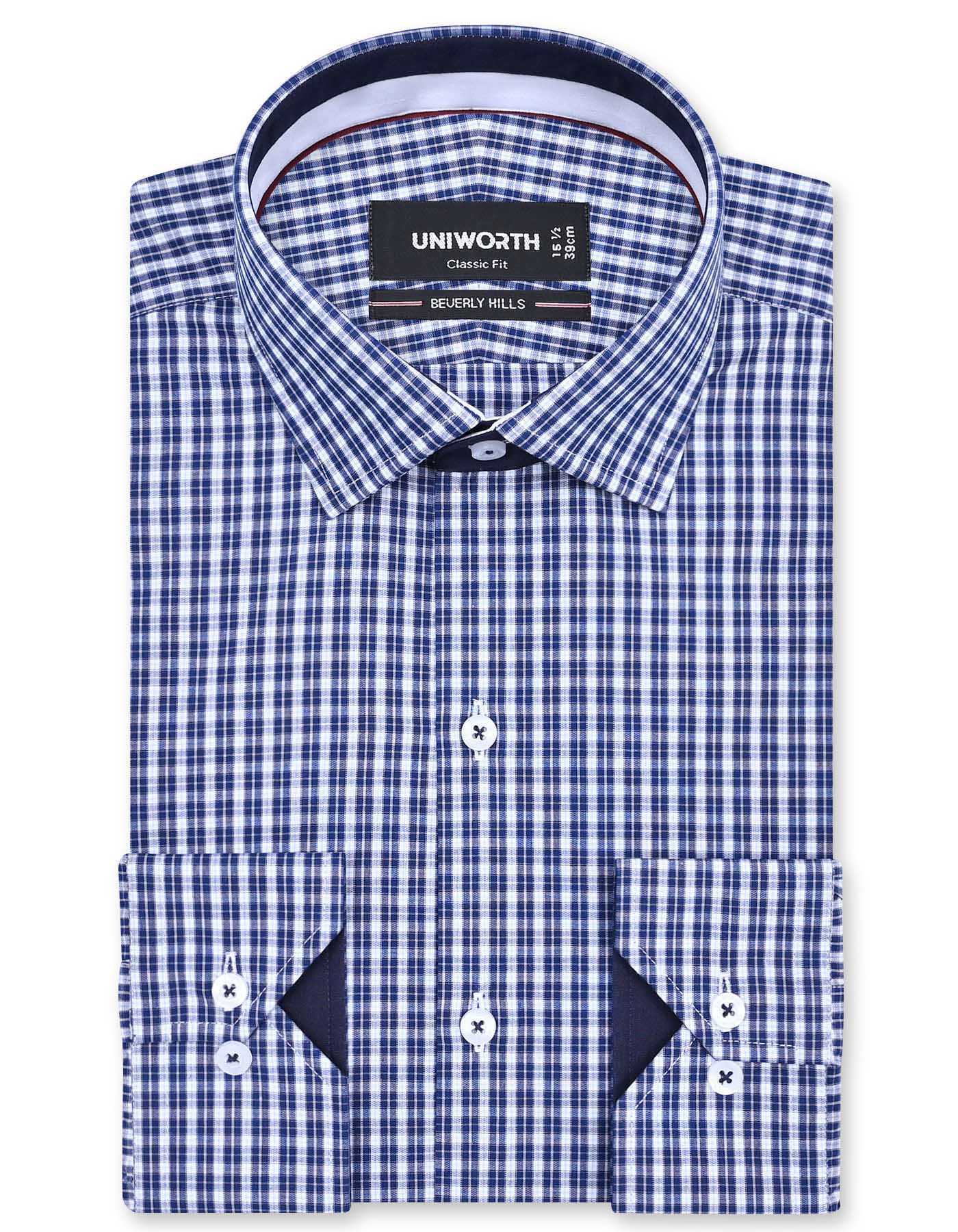 Check Navy Classic Fit Shirt FS1167RF-14.5