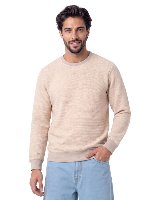 Oatmeal Melange Textured Jacquard Sweatshirt