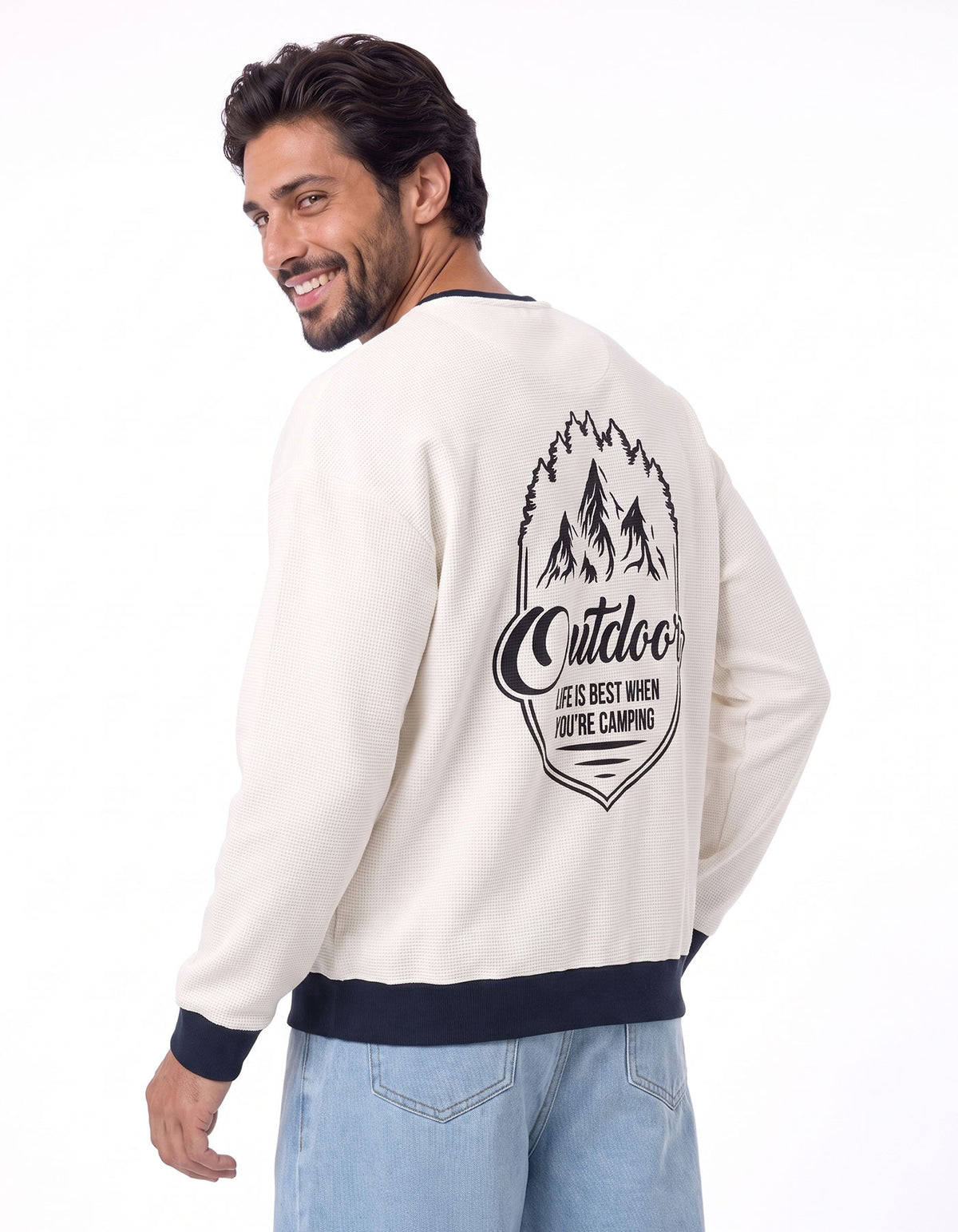 White Outdoor Graphic Relaxed Sweatshirt