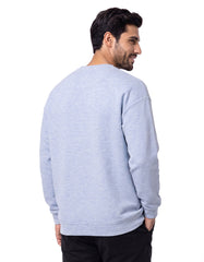 Sky Blue Melange Textured Jacquard Relaxed Sweatshirt