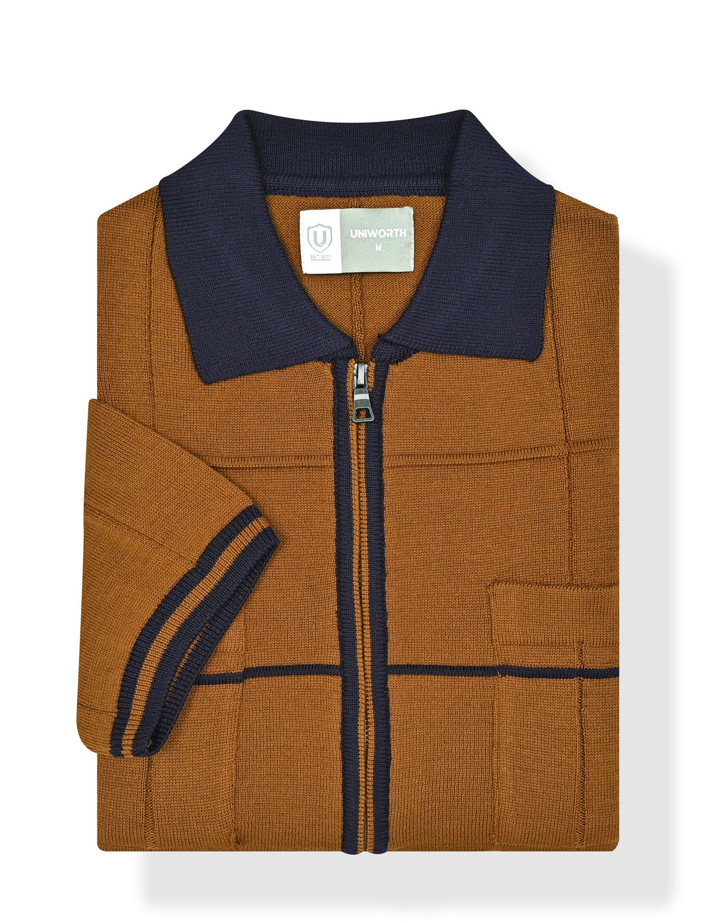 Brown Geometric Full Zipper STP2605-M