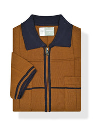 Brown Geometric Full Zipper STP2605-M