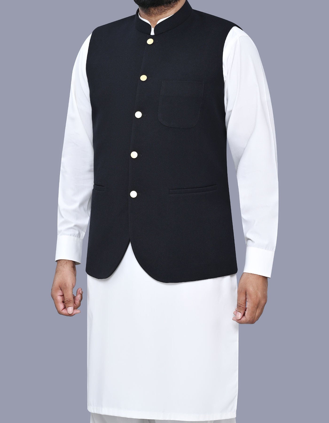 Black Plain Waist Coat WC2519-3S-38