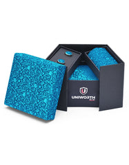 Turquoise Floral Cufflink Tie Set