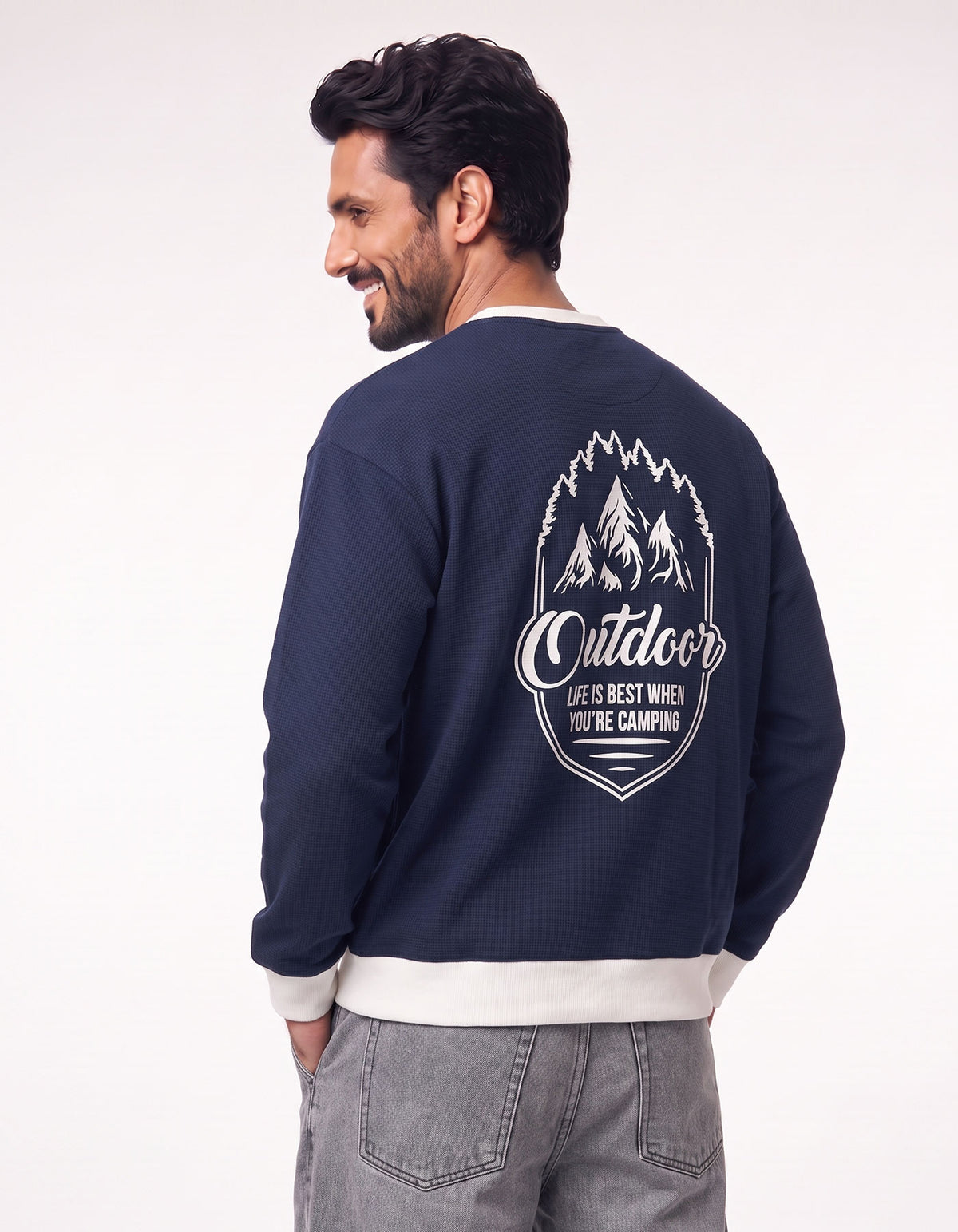 Navy Outdoor Graphic Relaxed Sweatshirt