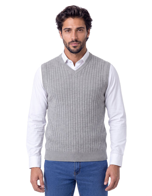 Heather Grey Ribbed V-Neck Sleeveless Sweater