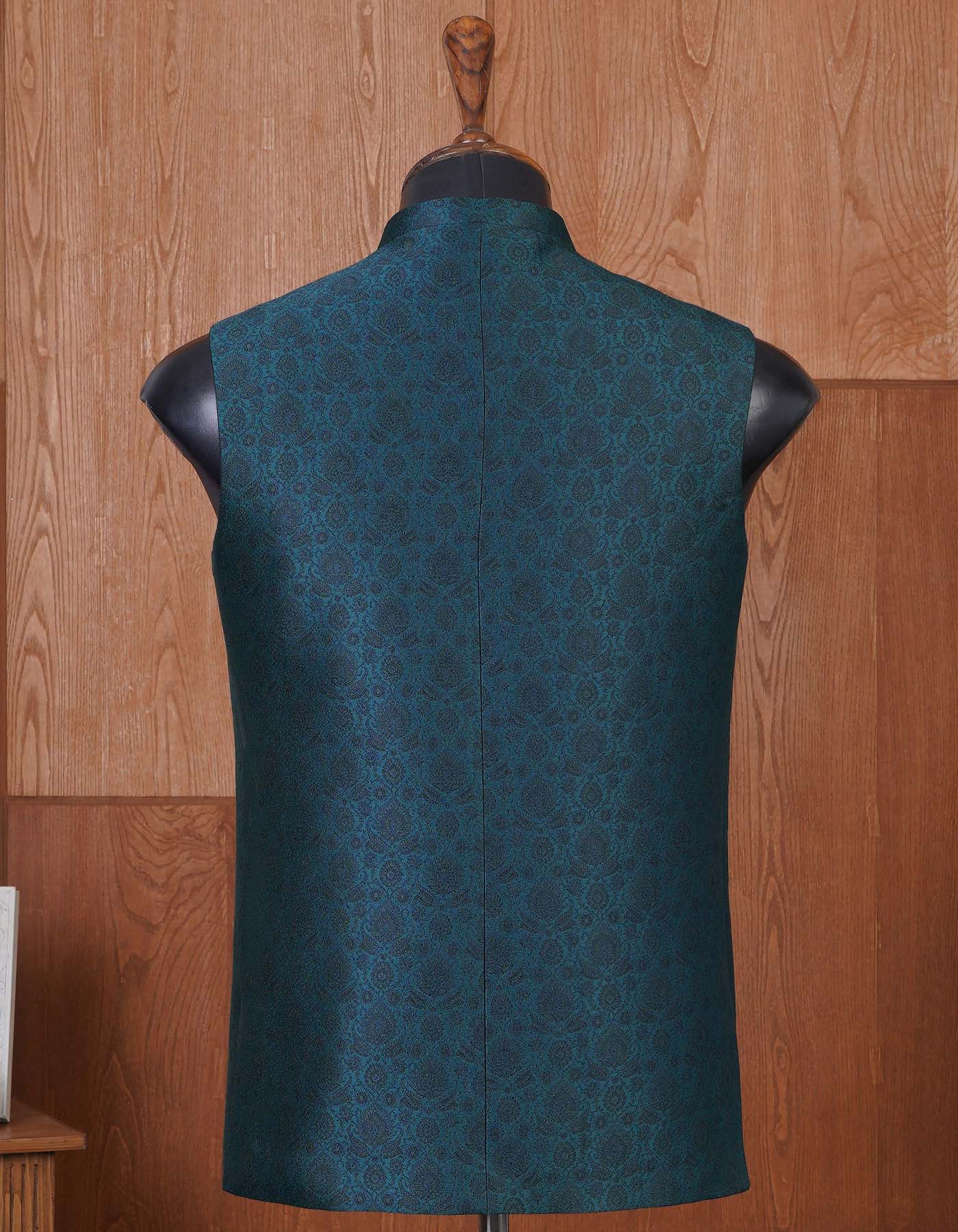 D Green Self Designer Waist Coat