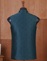 D Green Self Designer Waist Coat