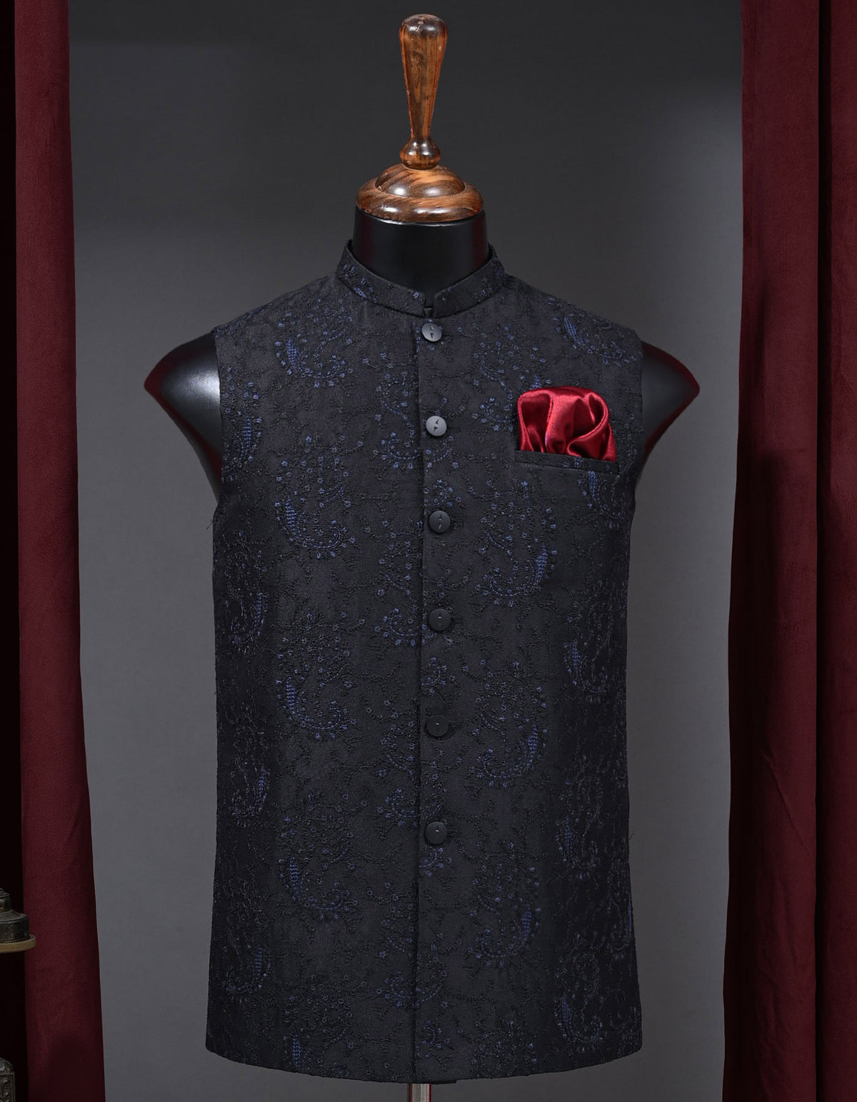 Designer Waist Coat Black S 1PAJWC827-1 Uniworth Designer Waist Coat 1PAJWC827-1-S