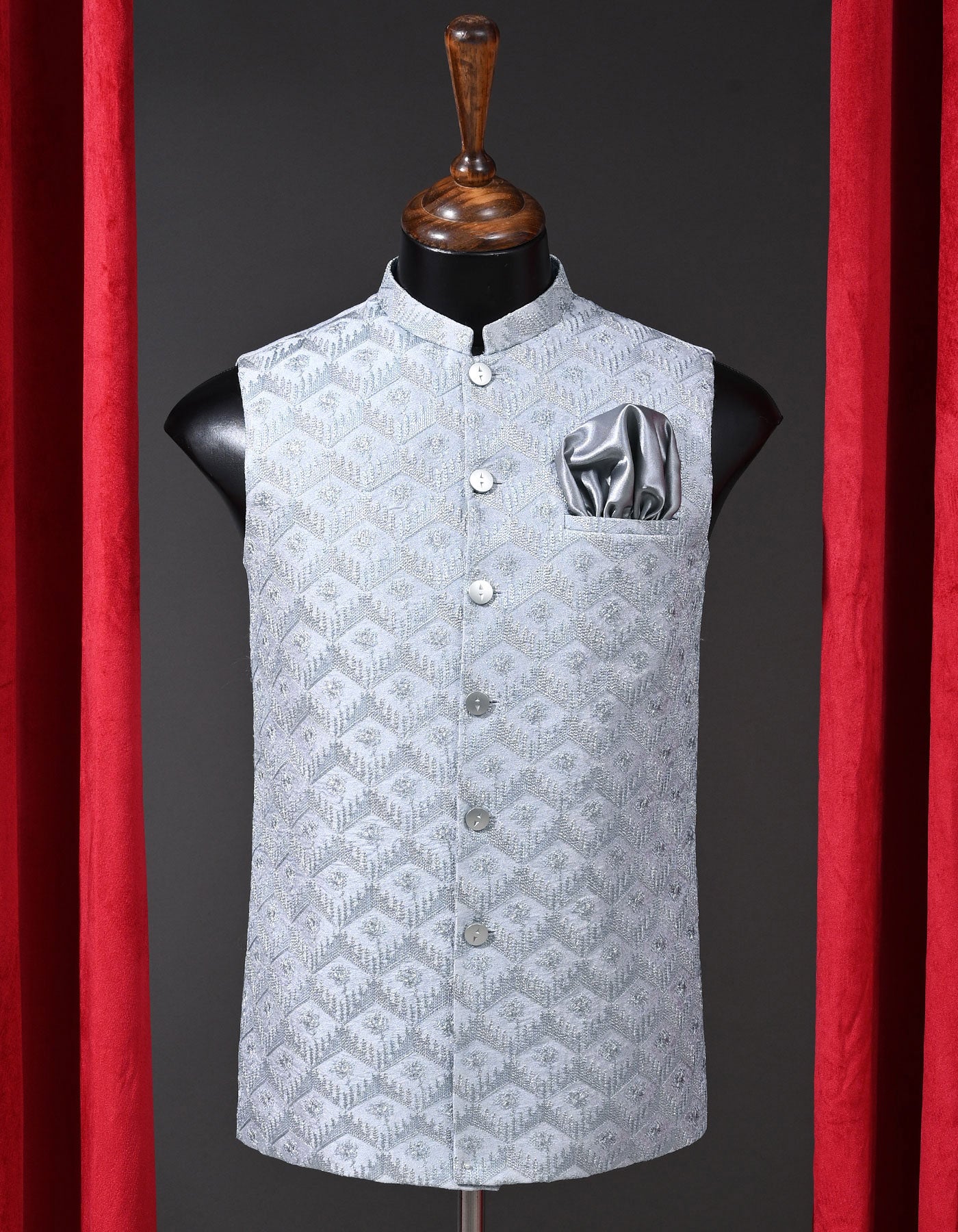 Designer Waist Coat Silver S 1PAJWC829-3 Uniworth Designer Waist Coat 1PAJWC829-3-S