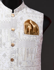 Designer Waist Coat Off White M 1PAJWC830-1 Uniworth Designer Waist Coat 1PAJWC830-1-M