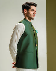 Green Plain Waist Coat WC2413-3S-38
