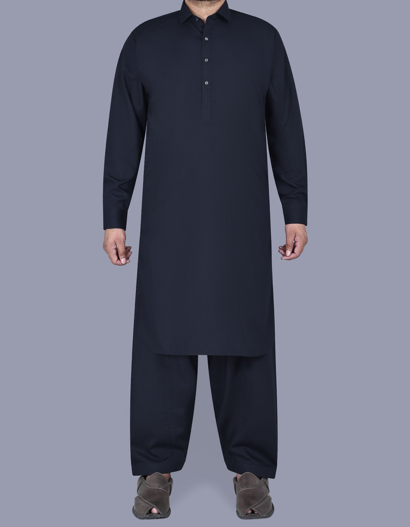 Navy Plain Kameez Shalwar KS2531S-XS