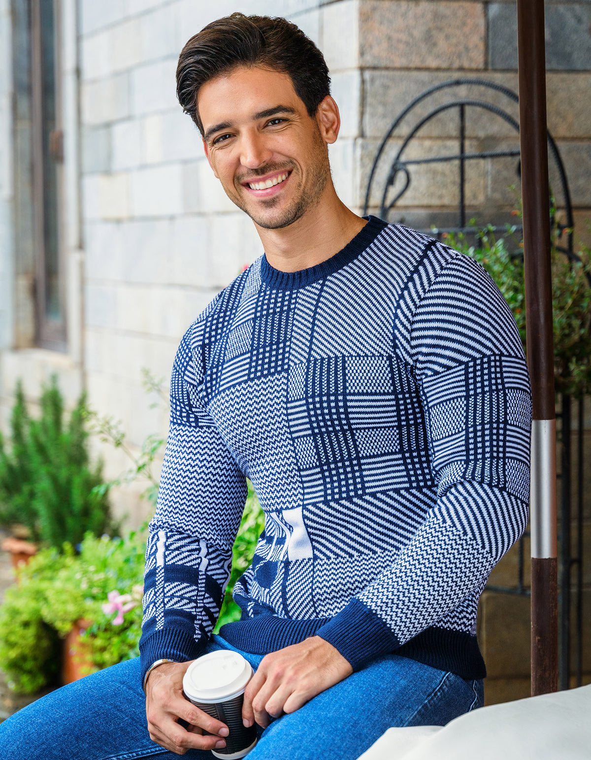 Navy Check Pull Over SFA2405-S