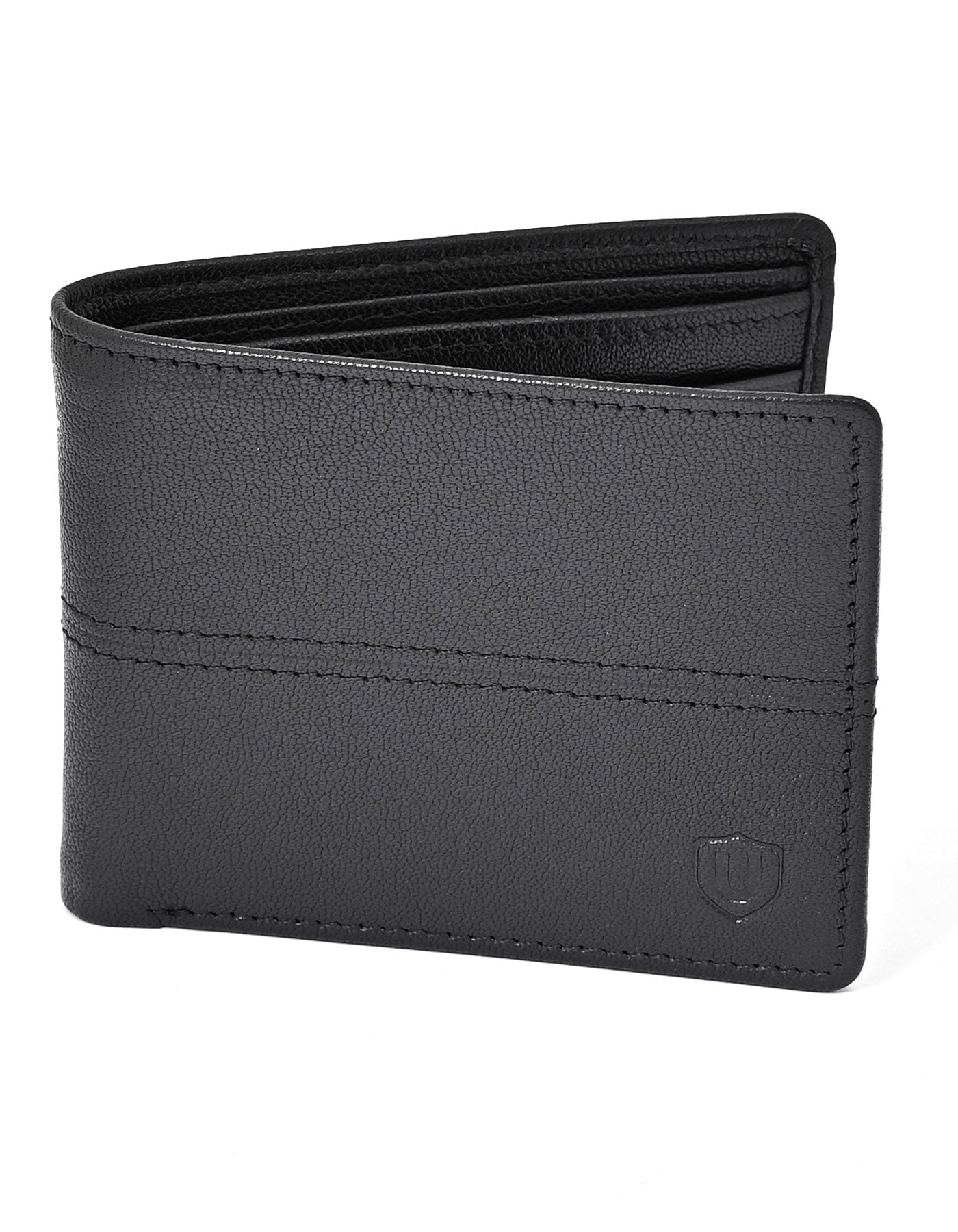 Black Plain 100% Leather Wallet