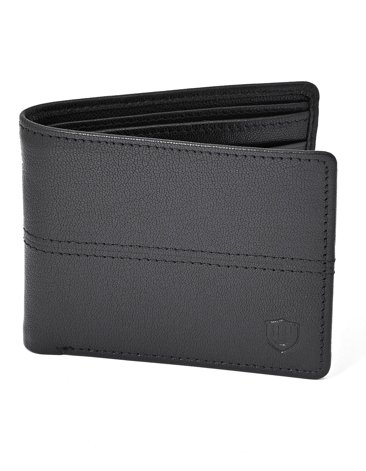 Black Plain 100% Leather Wallet