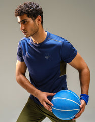 Navy Half Sleeves Gym Tee FGT2422-L