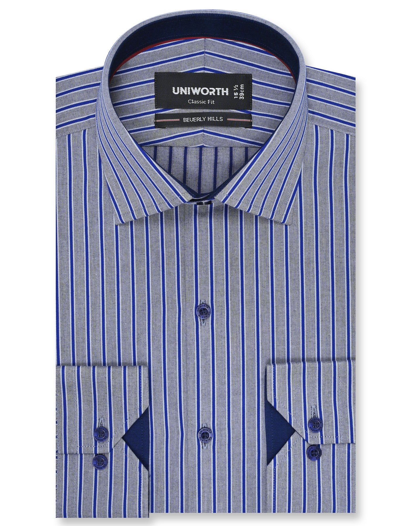 Stripe Royal Blue Classic Fit Shirt FS2774-1RF-14.5