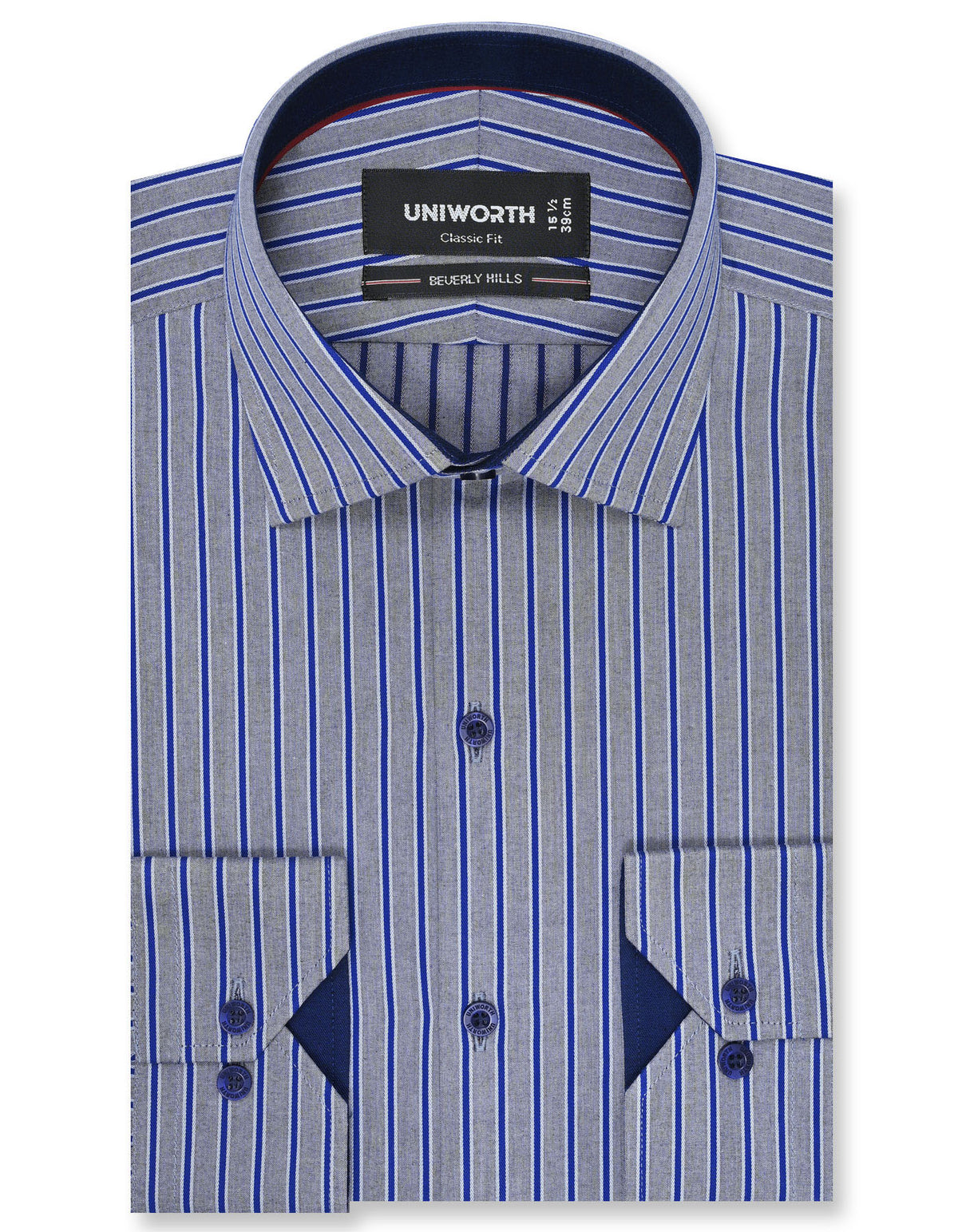 Stripe Royal Blue Classic Fit Shirt FS2774-1RF-14.5