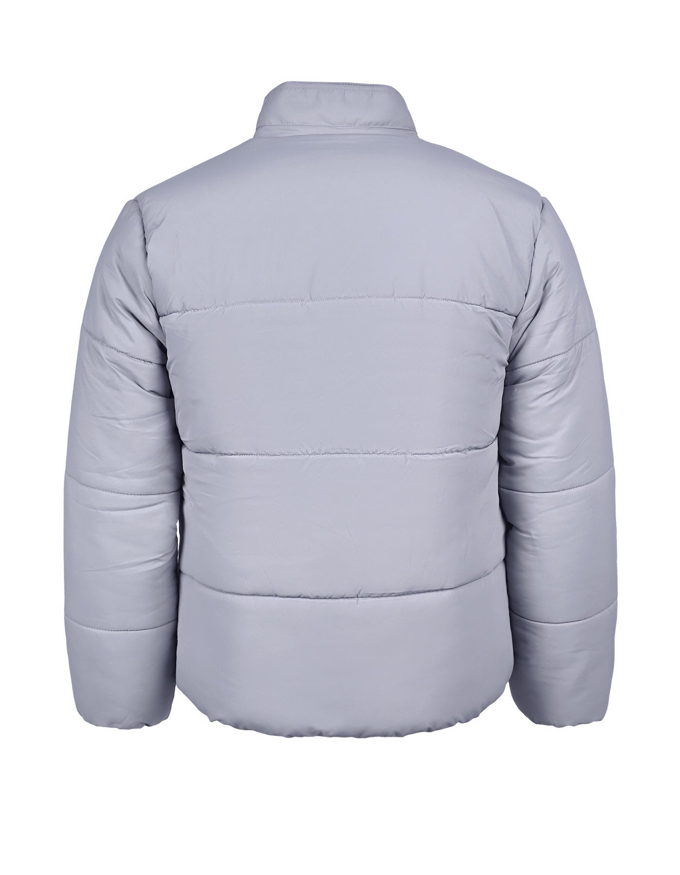 Grey Plain Mock Neck Puffer Jacket