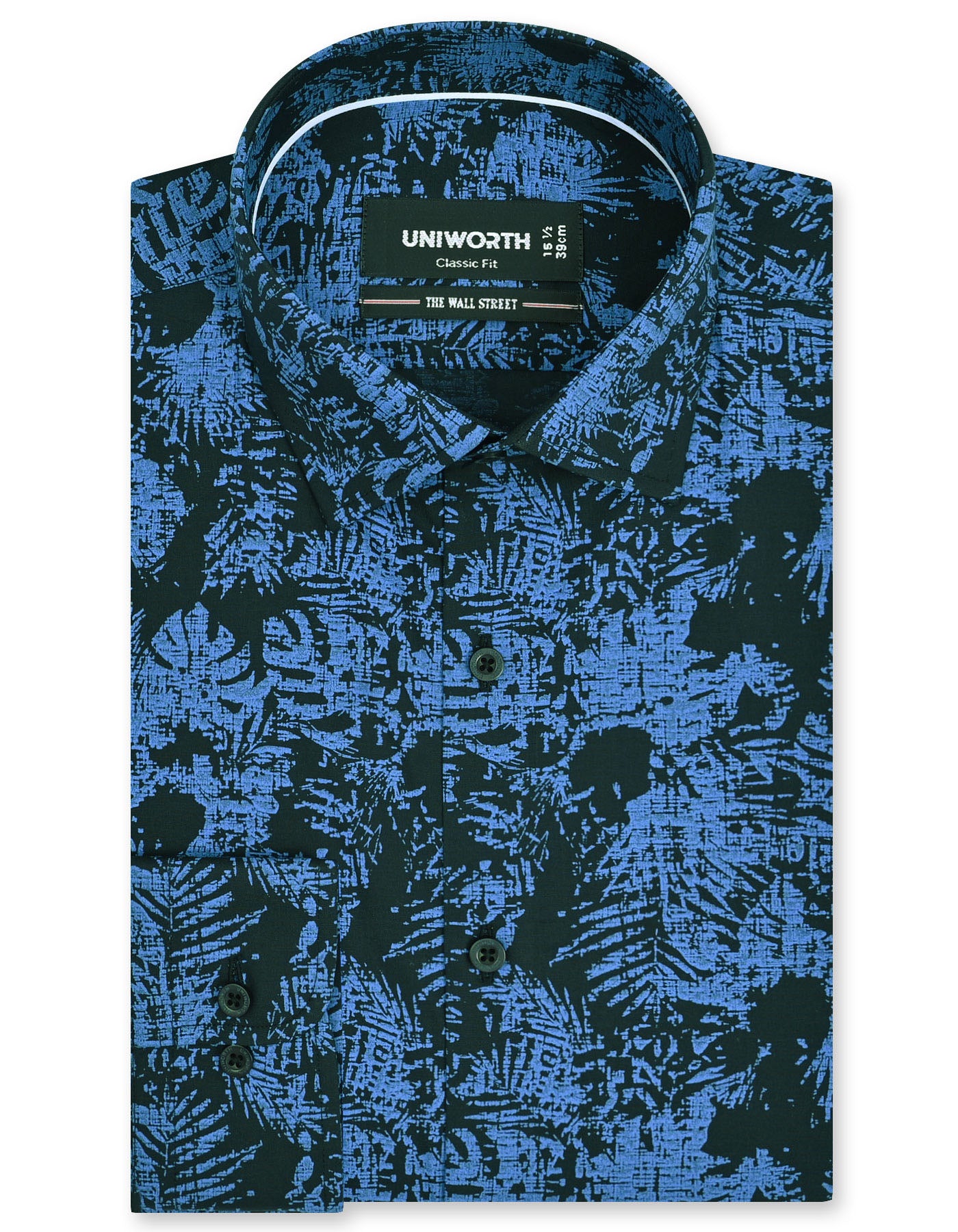 Printed M Blue Classic Fit Shirt FS829RF-14.5