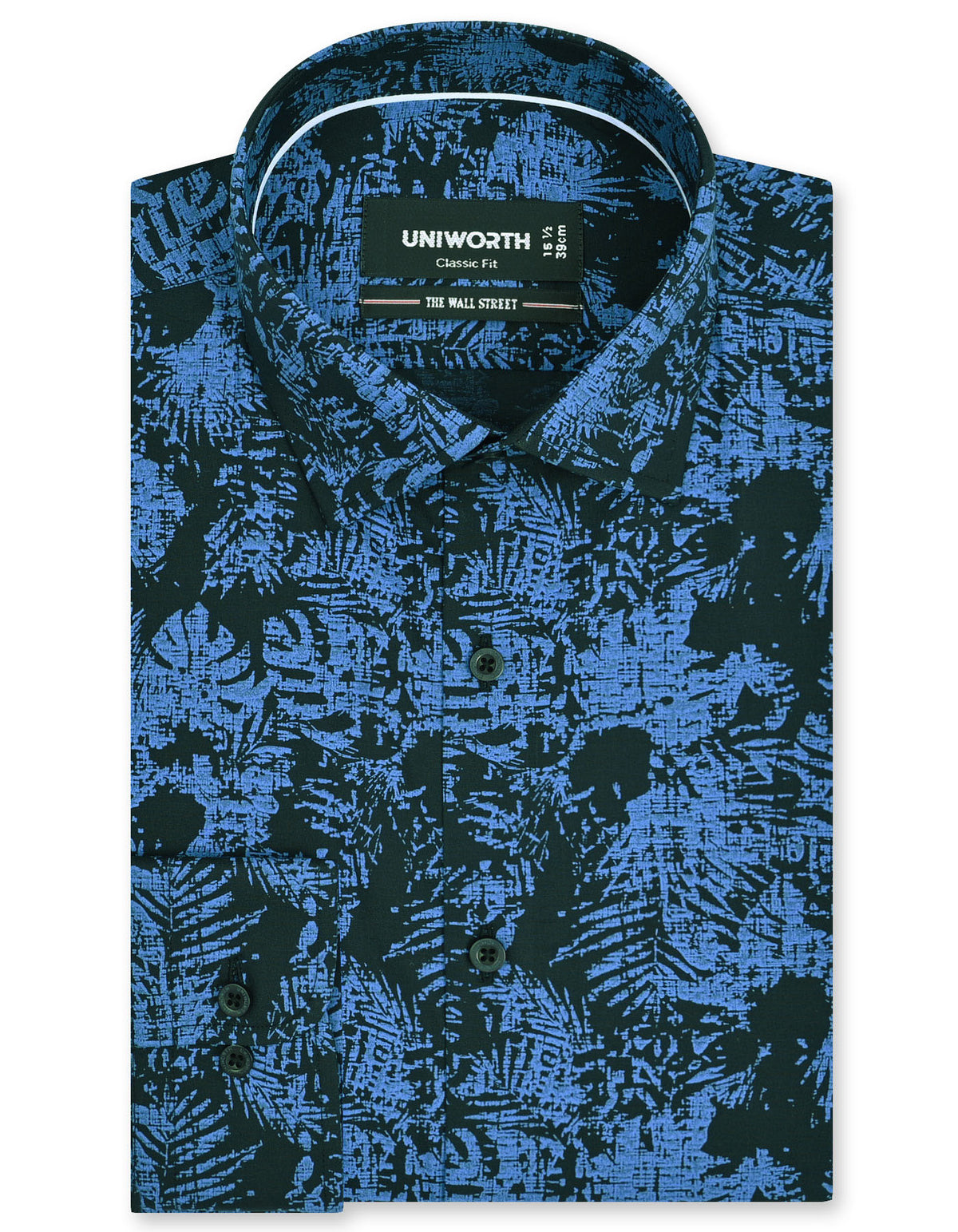 Printed M Blue Classic Fit Shirt FS829RF-14.5
