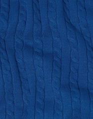 E Blue Cable Knit Crew Neck Sweater