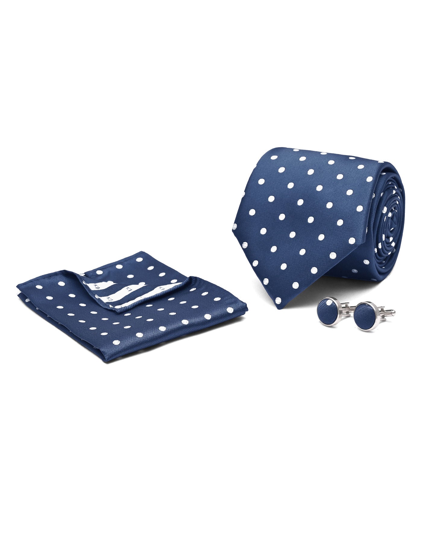 Navy Dotted Cufflink Tie Set