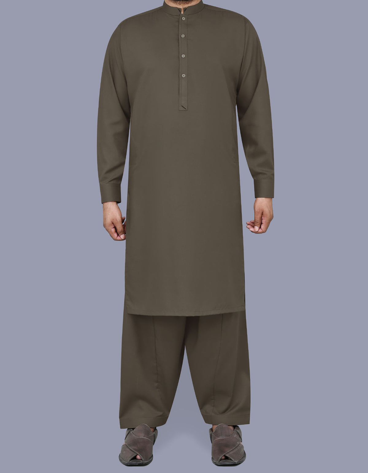 Brown Plain Kameez Shalwar KS2517-2S-XS