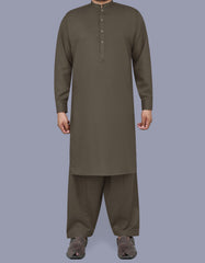 Brown Plain Kameez Shalwar KS2517-2S-XS