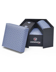 L Grey Geometric Cufflink Tie Set