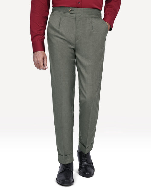 L Olive Plain Tailored Smart Fit Formal Trouser