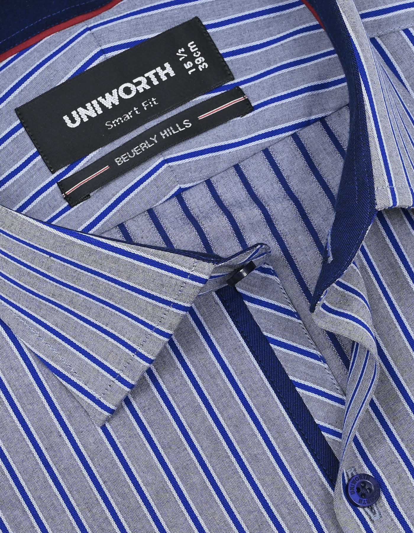 Stripe Royal Blue Smart Fit Shirt FS2774-1SF-15